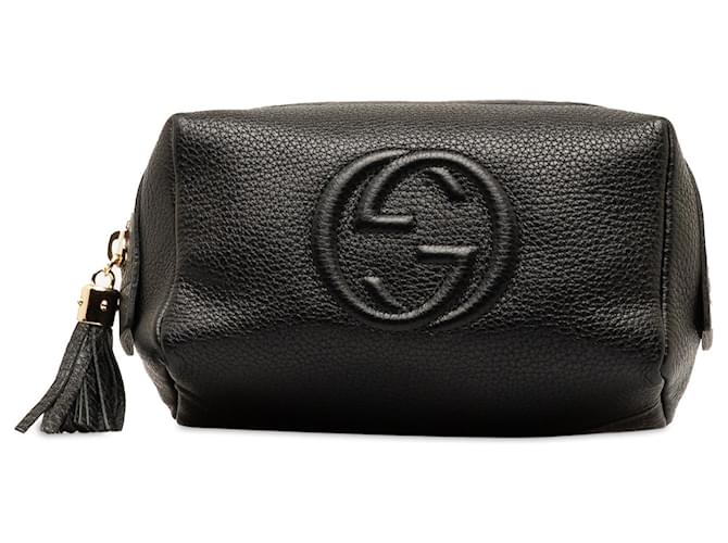 Trousse à maquillage en cuir noir Gucci Soho  ref.1387490