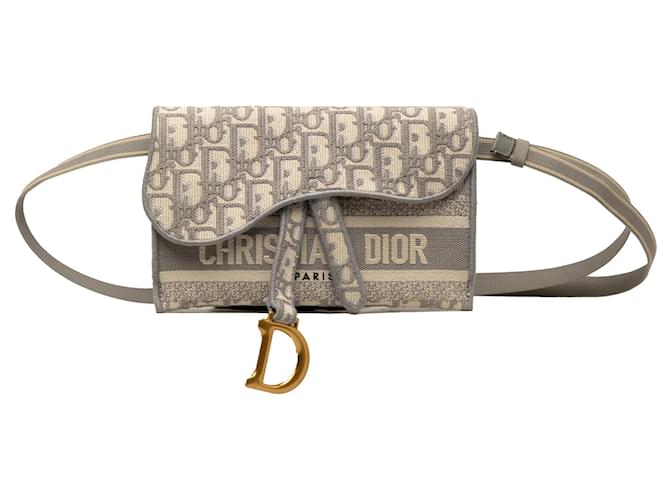 Gray Dior Oblique Saddle Slim Belt Pouch Cloth  ref.1387495