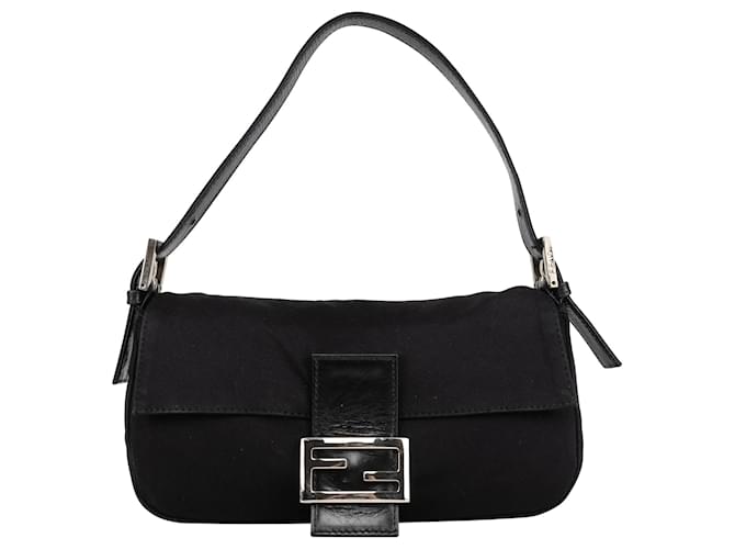 Fendi Sac baguette à boucle FF noir Toile  ref.1387529