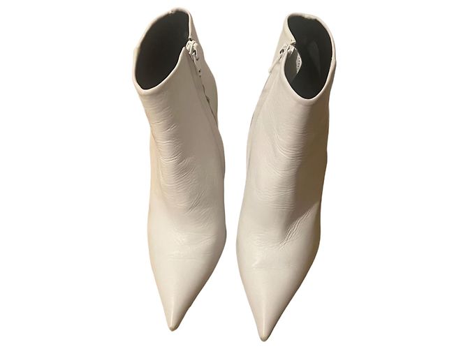 Stivaletti Topshop in pelle bianca a punta Bianco