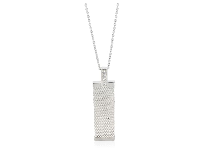 Tiffany & Co. Somerset Mesh Pendant in  Sterling Silver 0.04 CTW Silvery Metallic Metal  ref.1387542