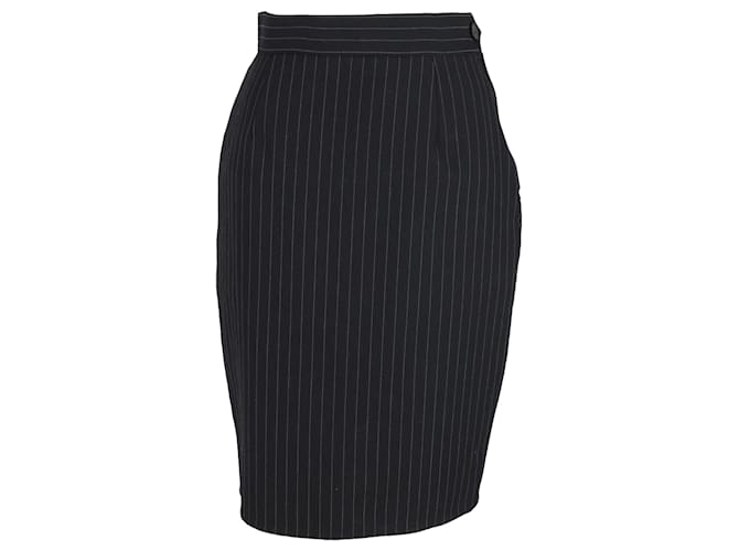 Moschino Striped Pencil Skirt in Black Wool  ref.1387545