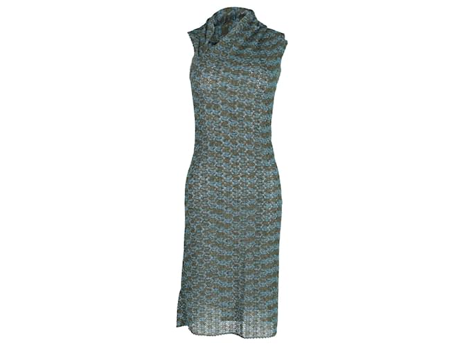 Missoni Sleeveless Asymmetric Neckline in Teal Wool Green  ref.1387550