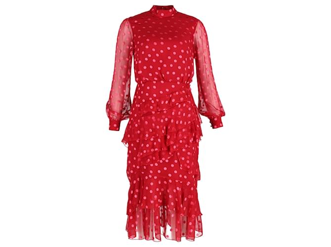 Autre Marque Robe midi à pois Saloni en polyester rouge  ref.1387552