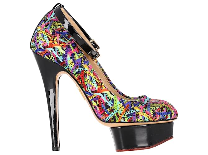 Zapatos de tacón con plataforma Charlotte Olympia en satén multicolor  ref.1387553