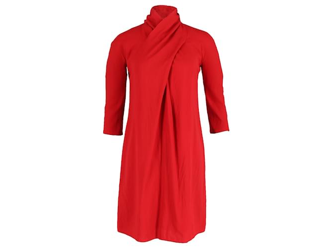 Robe drapée Giorgio Armani en laine rouge Bordeaux  ref.1387560