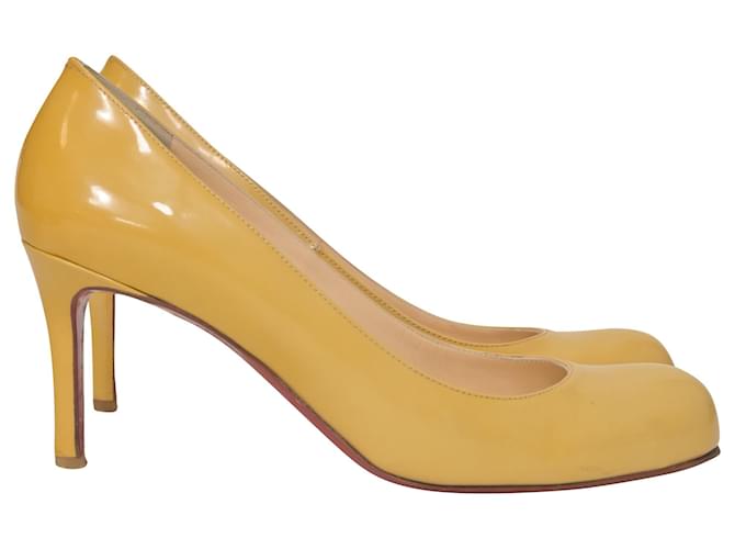 Christian Louboutin Simple Pump 70 en Cuir Verni Jaune Cuir vernis  ref.1387564