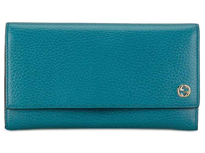 Portefeuille à rabat en cuir Gucci Interlocking G Portefeuille long en cuir 449279 en bon état  ref.1387620