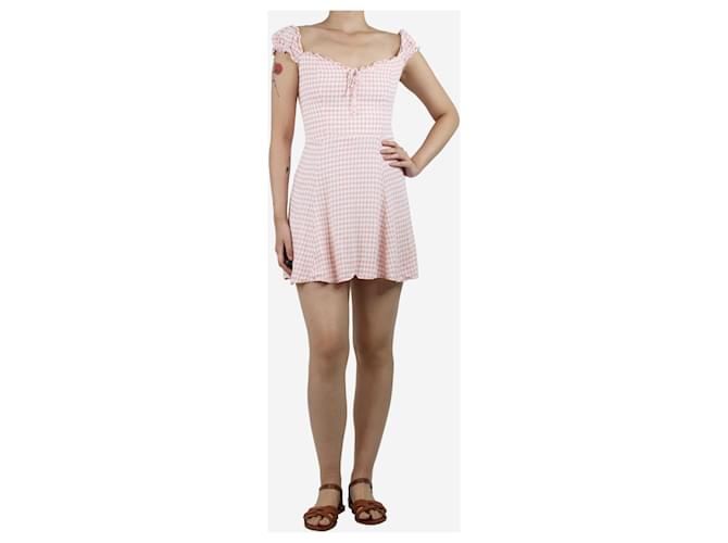 Reformation Pink gingham mini dress - size UK 12 Viscose  ref.1387635