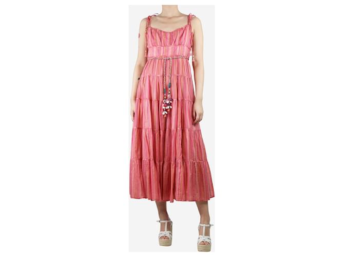 Zimmermann Pink striped tiered midi dress - size UK 12 Cotton  ref.1387640