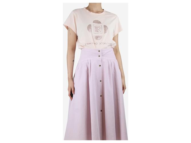 Ermanno Scervino Pink crystal embellished t-shirt - size L Cotton  ref.1387644