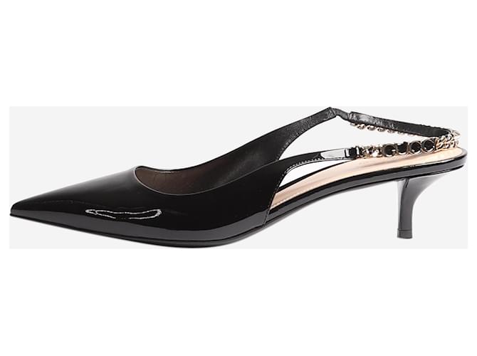 Gucci Décolleté slingback in vernice nera Signoria - taglia EU 39 Nero Pelle  ref.1387660