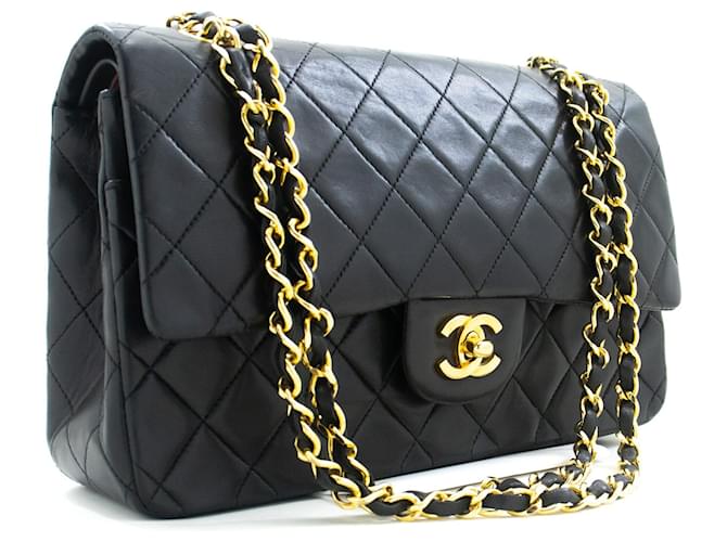 Chanel Schwarze mittelgroße Vintage-Lammledertasche aus 1989-1991, klassisch gefüttert  ref.1387667