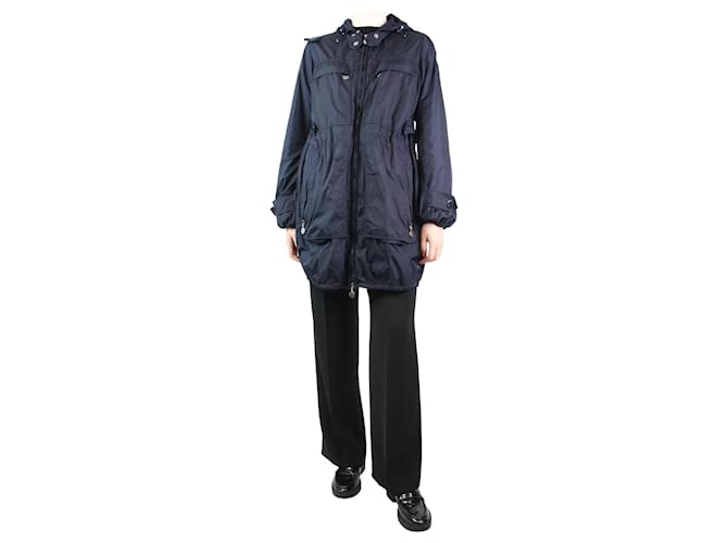 Moncler Navy blue hooded shell jacket - size UK 12 Polyamide  ref.1387671