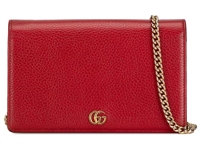 Gucci Red GG Marmont Wallet On Chain Leather Pony-style calfskin  ref.1387699