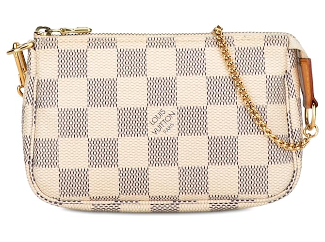 Louis Vuitton White Damier Azur Mini Pochette Accesorios Blanco Lienzo  ref.1387720