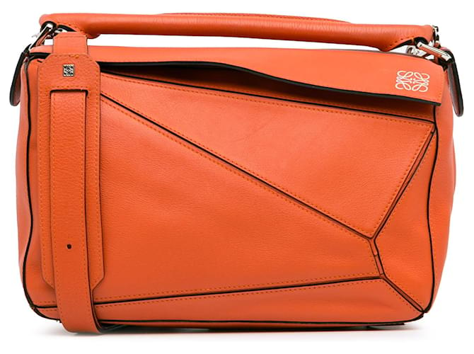LOEWE Orange Medium Puzzle Bag Leather Pony-style calfskin  ref.1387727
