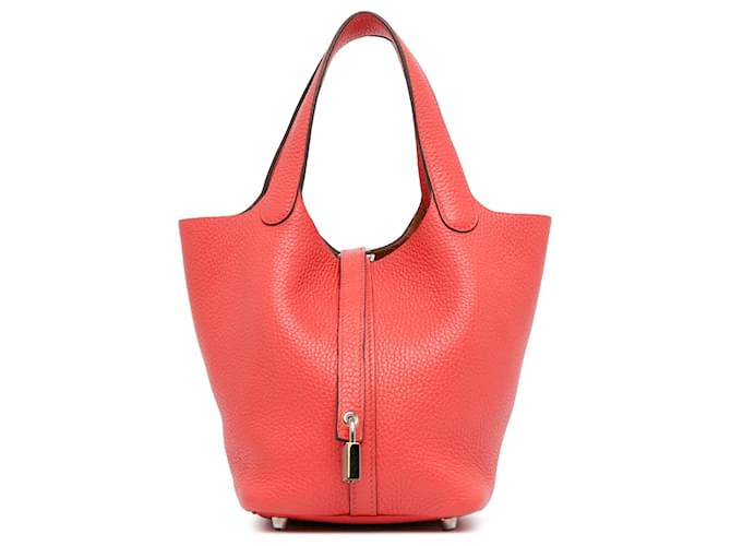 Hermès Cerradura Picotin Clemence Roja 18 Cuero Becerro  ref.1387732