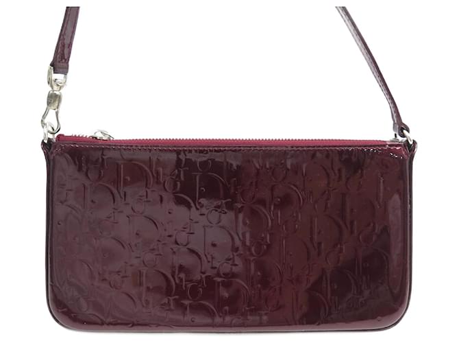 BOLSA DIOR CHRISTIAN DIOR CLUTCH BORDEAUX PATENTE MONOGRAMA COURO BOLSA Couro envernizado  ref.1387784