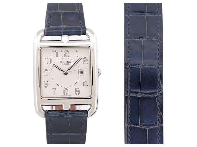 Hermès RELÓGIO DE QUARTZO DE AÇO HERMES CAPE COD forrado CC2.710 tamanho M 40 MM Prata  ref.1387790