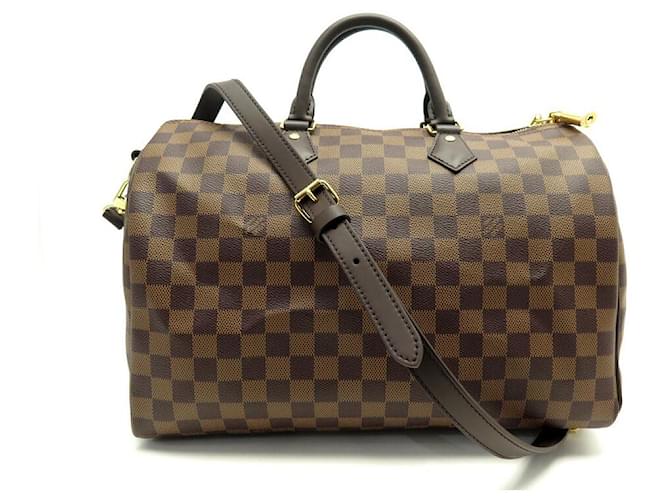 NEUE LOUIS VUITTON SPEEDY 35 BANDOULIERE HANDTASCHE N41366 DAMIER EBENE Braun Leinwand  ref.1387791