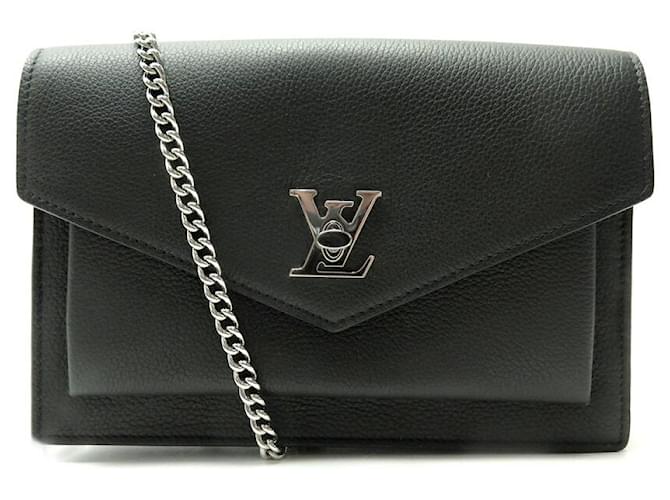 NEW LOUIS VUITTON MYLOCKME CHAIN POUCH M63471 SHOULDER BAG Black Leather  ref.1387797