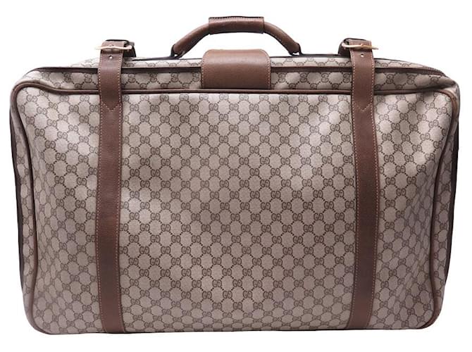 VINTAGE VALISE GUCCI 99-010-0523 A MAIN EN TOILE MONOGRAMME GUCCISSIMA LUGGAGE Beige  ref.1387810