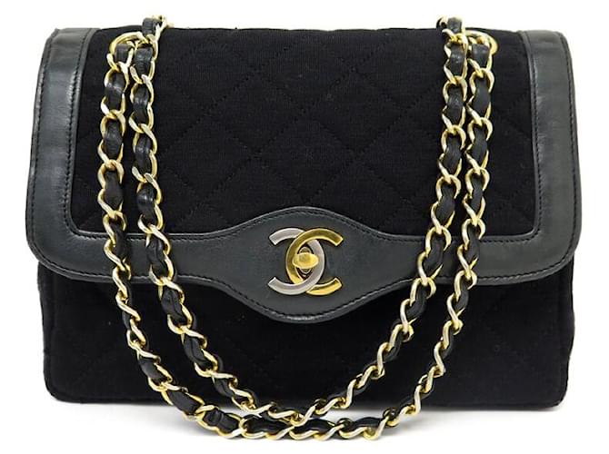 VINTAGE CHANEL DIANA JERSEY HANDBAG TWO-TONE CLASP HAND BAG PURSE Leather  ref.1387832