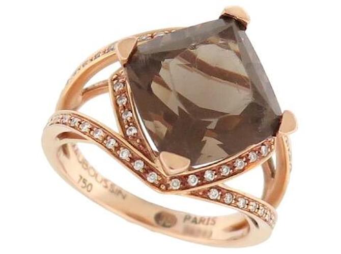 MAUBOUSSIN FOU DE TOI RING 55 18K ROSE GOLD SMOKE QUARTZ DIAMONDS GOLD RING Golden Pink gold  ref.1387837