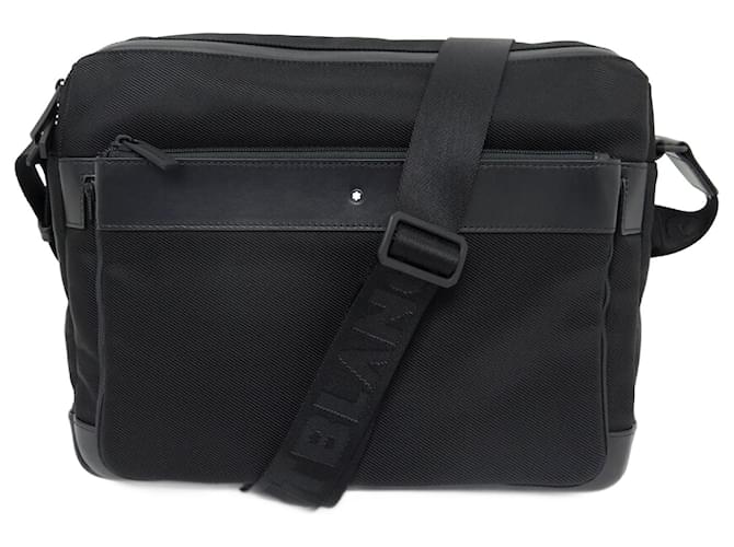 NOVA BOLSA MENSAGEIRO SARTORIAL MONTBLANC 116795 BOLSA DE OMBRO DE LONA Preto Couro  ref.1387838