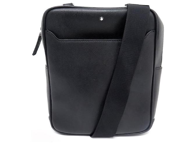 NEW MONTBLANC SARTORIAL NORTH SOUTH SMALL MESSENGER BAG 113189 BAG Black Leather  ref.1387839