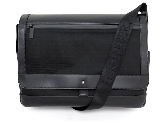 NEUF SACOCHE MONTBLANC NIGHTFLIGHT MESSENGER 118251 BANDOULIERE NOIR BAG Cuir  ref.1387845