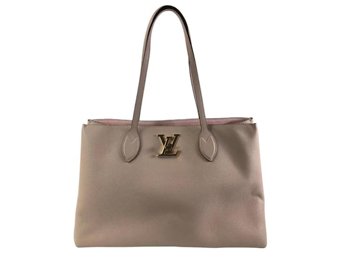 Louis Vuitton Lockme Shopper Tote Brown Beige Leather Pony-style calfskin  ref.1387866