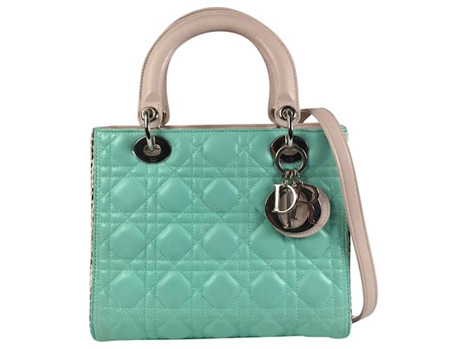 Christian Dior Dior Lady Dior Moyen Cuir Vert Vert olive  ref.1387880