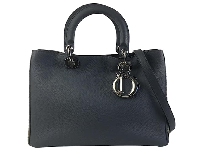 Dior Diorissimo Large Grey Leather Pony-style calfskin  ref.1387885