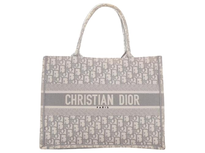 Christian Dior Sac cabas moyen Dior Toile Gris  ref.1387888