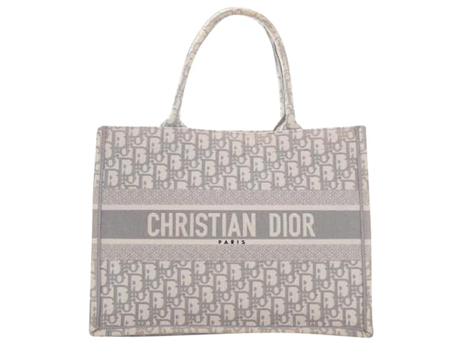 Christian Dior Dior Medium Book Tote Grey Cloth  ref.1387888