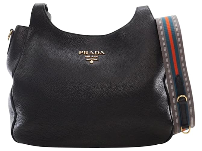 Prada Cabas Daino Hobo Cuir Veau façon poulain Noir  ref.1387892