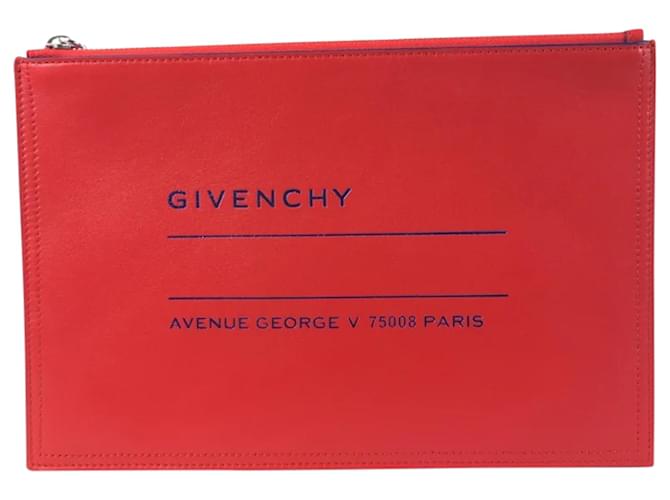 Givenchy Avenue Clutch Red Dark red Leather  ref.1387895