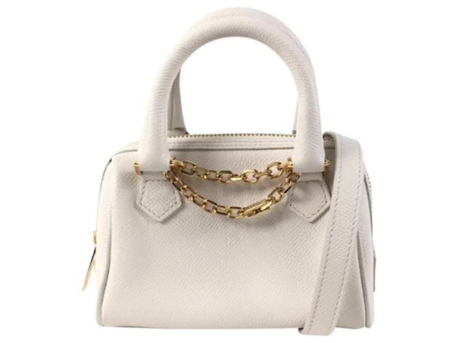 Céline Celine Mini Boston Tasche Weiß Roh Leder Kalbähnliches Kalb  ref.1387906