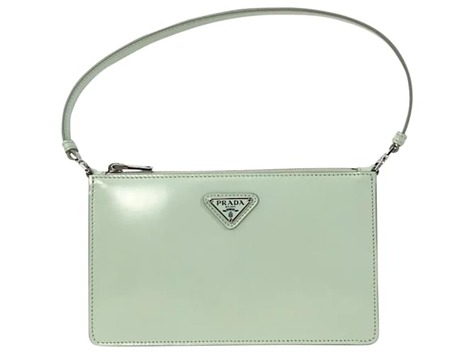 Prada Brushed Shoulder Bag Green Olive green Leather  ref.1387911