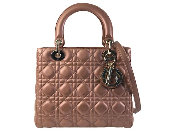 Dior Lady Dior Medium Brown Red Leather  ref.1387914