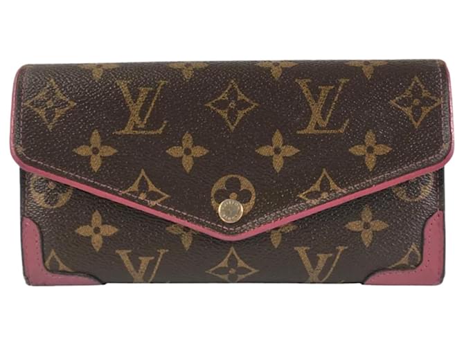 Autre Marque Louis Vuitton Sarah Wallet Toile Marron Rouge  ref.1387936