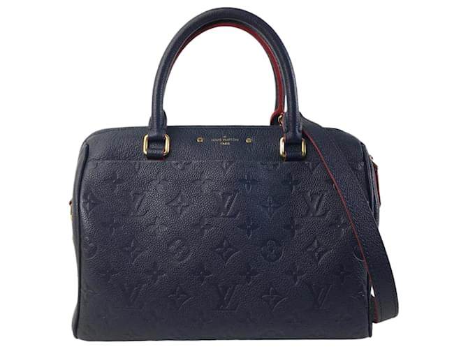 Louis Vuitton Speedy 25B Cuir Bleu Bleu Marine  ref.1387952