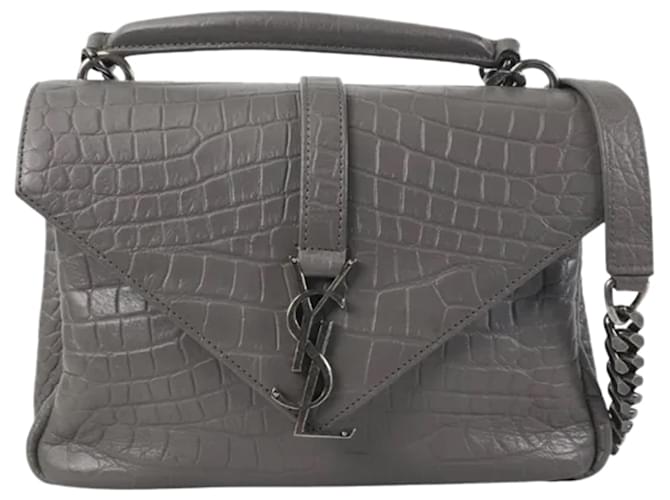 Sac universitaire Saint Laurent (YSL) Cuir Veau façon poulain Gris  ref.1387962