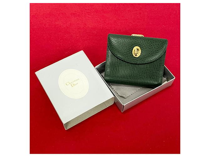 Mini portefeuille à deux volets en cuir Dior Portefeuille court en cuir en excellent état  ref.1387985
