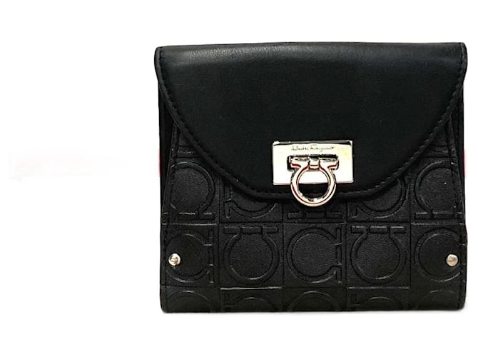 Salvatore Ferragamo Gancini Leather Bifold Wallet  Leather Short Wallet AQ-22 4664 in Excellent condition  ref.1387998
