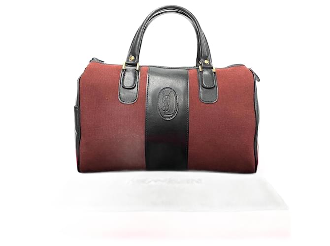 Yves Saint Laurent Canvas & Leather Mini Boston Bag Canvas Handbag in Good condition Cloth  ref.1388002