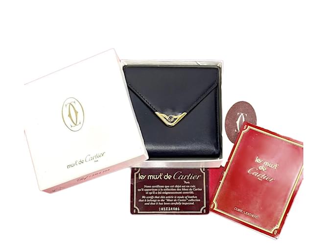 Cartier Leather Bifold Mini Wallet Cartera corta de cuero en buen estado  ref.1388014
