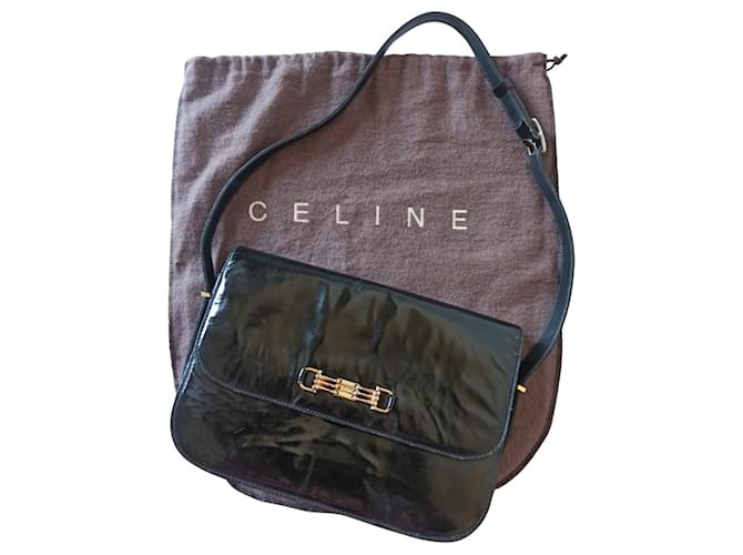 Céline Vintage Black Celine Crecy Bag Patent Leather w/ Gold Hardware  ref.1388034